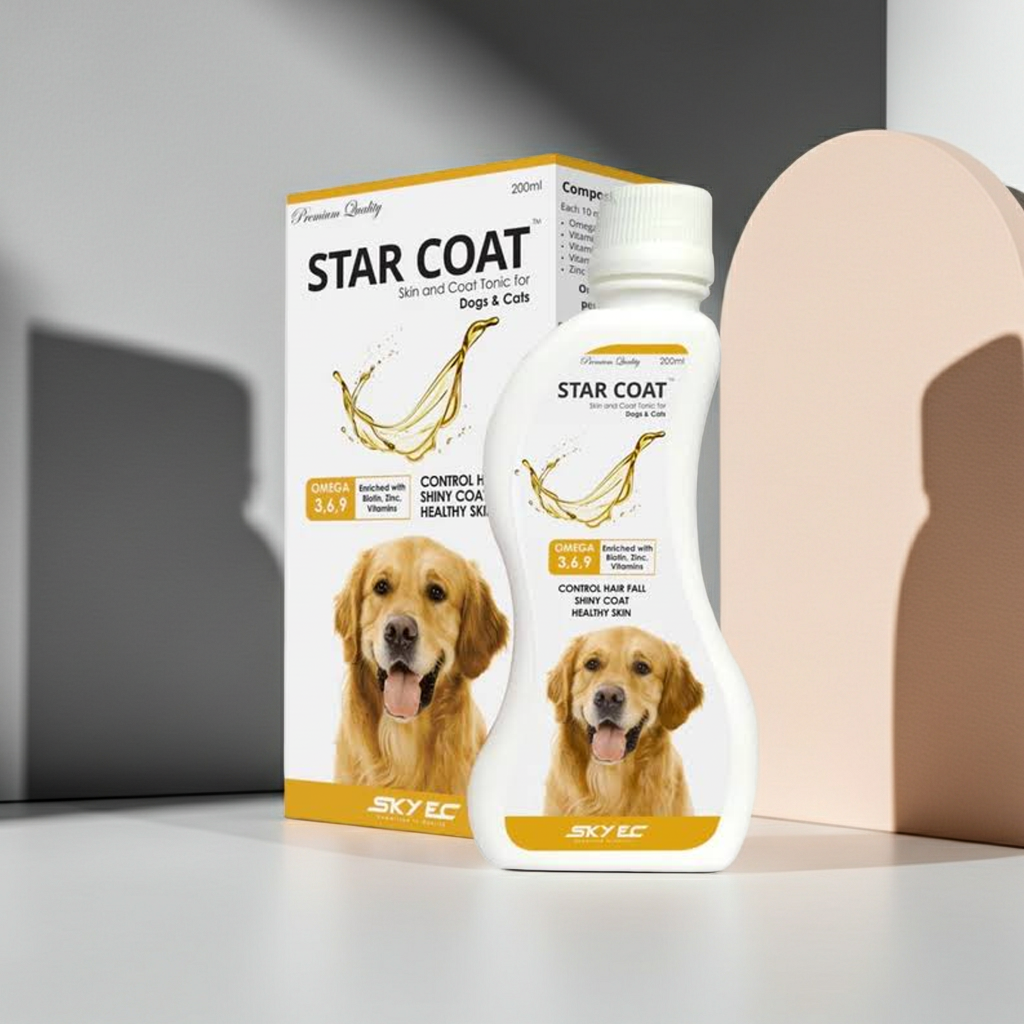 Skyec StarCoat 200ml â€“ Omega 3 & 6 Coat Supplement for Dogs & Cats | Skin Health, Shiny Coat & Anti-Shedding Formula