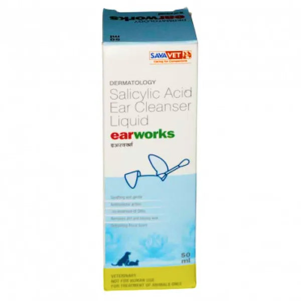 Savavet Earworks Ear Cleanser for Dogs & Cats â€“ Salicylic Acid Ear Cleaning Solution, Pet Ear Care & Infection Prevention