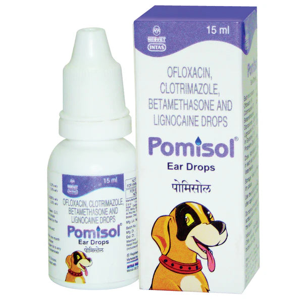 Intas Pomisol Ear Drops for Dogs & Cats (15ml) â€“ Ear Infection & Ear Mite Treatment
