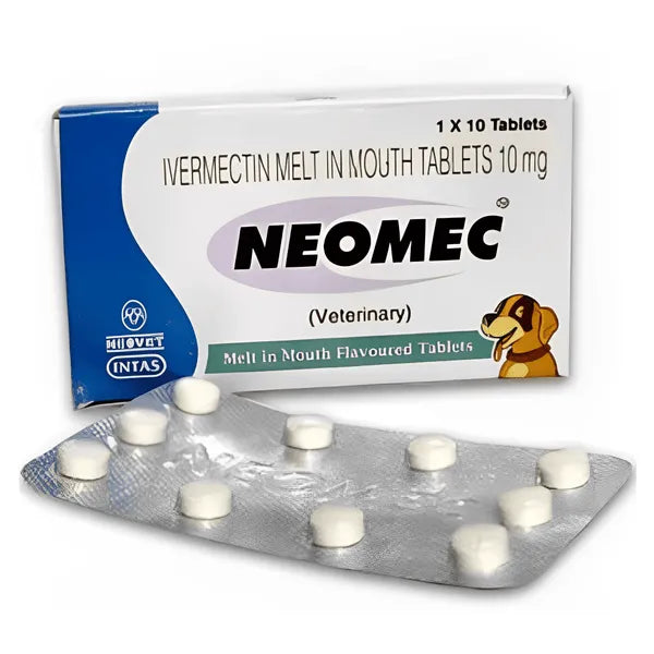 Intas Neomec (Ivermectin) 10mg Tablets for Dogs â€“ Anti-Parasitic & Deworming Treatment