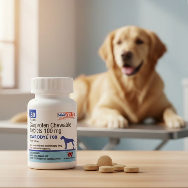 Savavet Carodyl Carprofen 100mg Tablets for Dogs | Vet-Prescribed Pain Relief & Anti-Inflammatory | Arthritis & Post-Surgery Support | Eco Pack