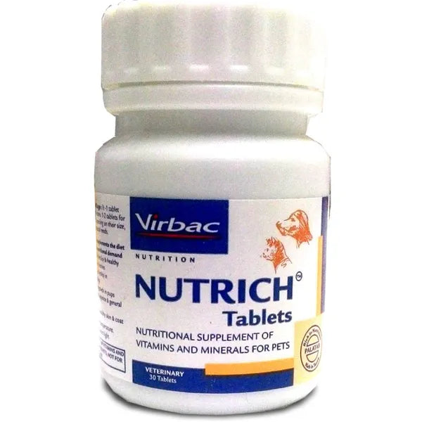 Virbac Nutrich Multi Vitamin Tablets for Dogs & Cats â€“ Complete Nutrition, Healthy Coat & Strong Bones