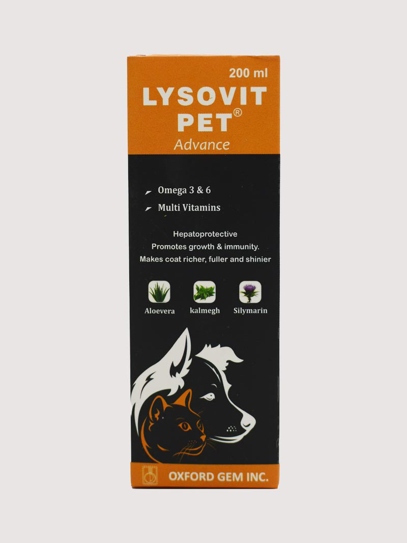 Oxford Gem Lysovit Pet Advance 200ml â€“ Multivitamin Syrup for Dogs & Cats | Pet Immunity Booster & Nutritional Supplement