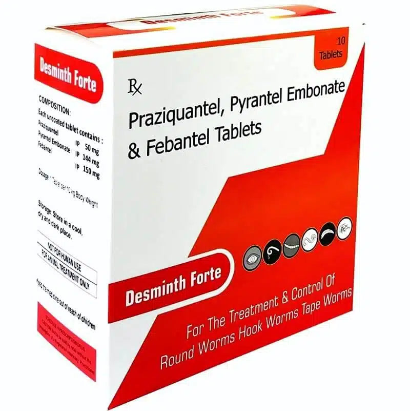 Sihil Desminth Forte Dog Dewormer Tablets â€“ Broad Spectrum Intestinal Worm Treatment for Dogs & Puppies (Pack of 10 Tablets)