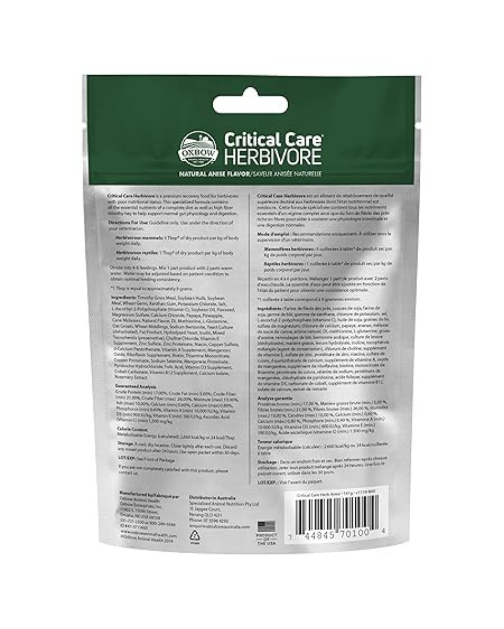 Oxbow Critical Care Herbivore Apple-Banana 141g â€“ Premium Recovery Food Powder for Rabbits, Guinea Pigs & Other Small Herbivores, All Life Stages