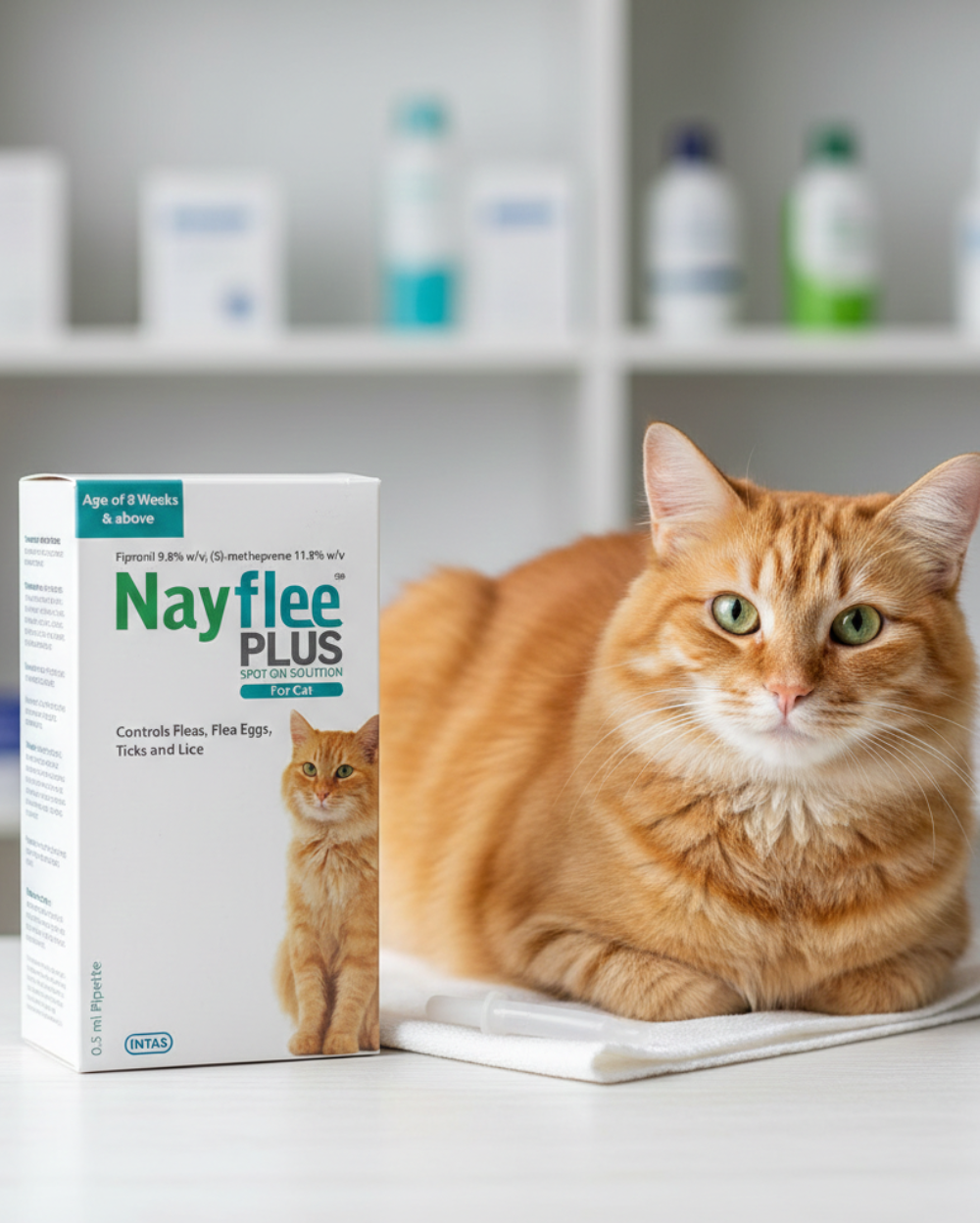 Intas Nayflee Plus Tick & Flea Spot-On for Cats â€“ Anti-Parasitic Treatment for Fleas & Ticks
