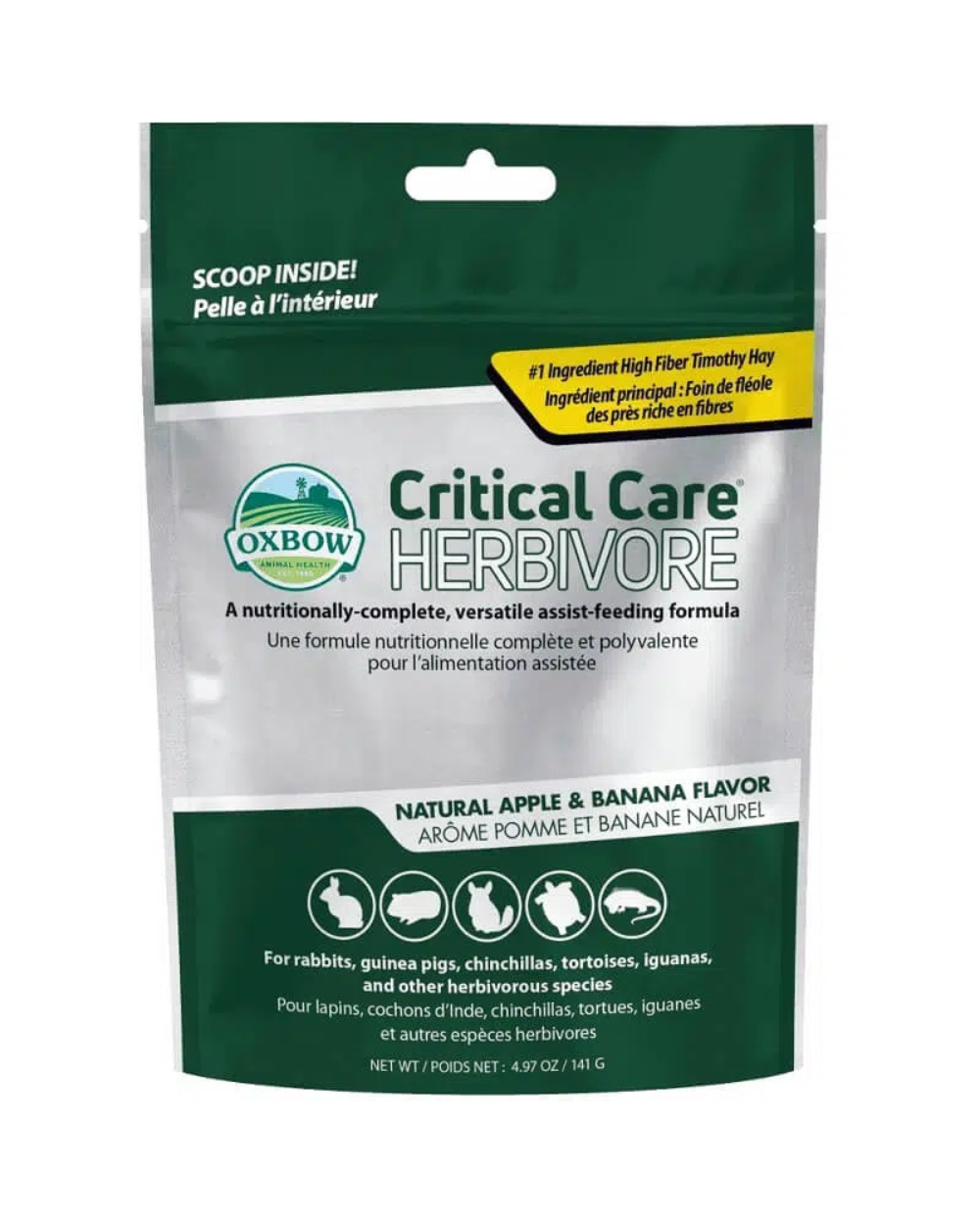 Oxbow Critical Care Herbivore Apple-Banana 141g â€“ Premium Recovery Food Powder for Rabbits, Guinea Pigs & Other Small Herbivores, All Life Stages