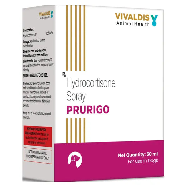 Vivaldis Prurigo Hydrocortisone Spray for Dogs & Cats - 50ml