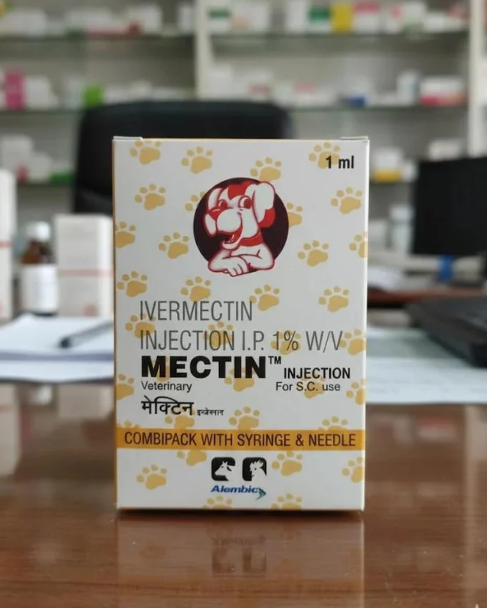 Alembic Mectin Pet Injection 1 Vial of 1ml â€“ Ivermectin Veterinary Injection for Pets, Anti-Parasitic Treatment for Mites, Ticks, Lice & Worm Control
