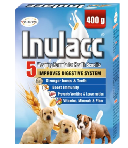 Assurem Inulacc 400gm â€“ Highly Digestible Puppy Food, Milk Replacer for Growth, Immunity & Brain Development