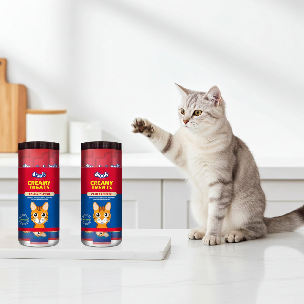 Drools Creamy Cat Treats â€“ Crab & Chicken Flavor, 25PCS | Tasty & Healthy Cat Snack | Protein-Rich Cat Treats