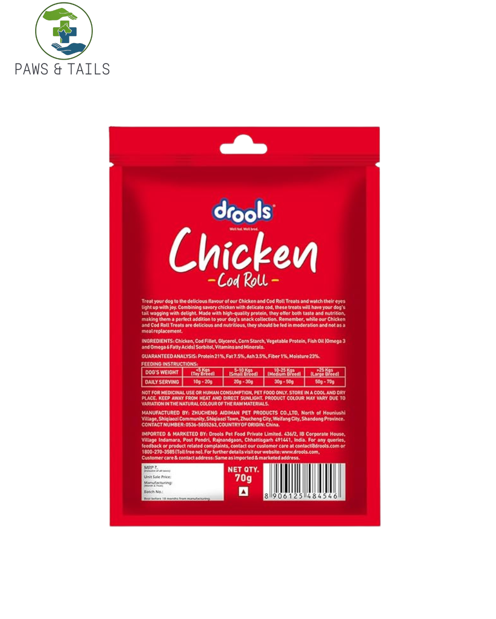 DROOLS CHICKEN COD ROLL DOG 70g