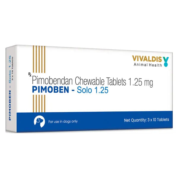 Vivaldis Pimoben Solo ( Pimobendan ) Cardiac Tablets for Dogs - 3 Strip Pack