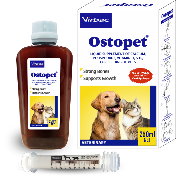 Virbac Ostopet Calcium Supplement Syrup for Dogs and Cats 250mL