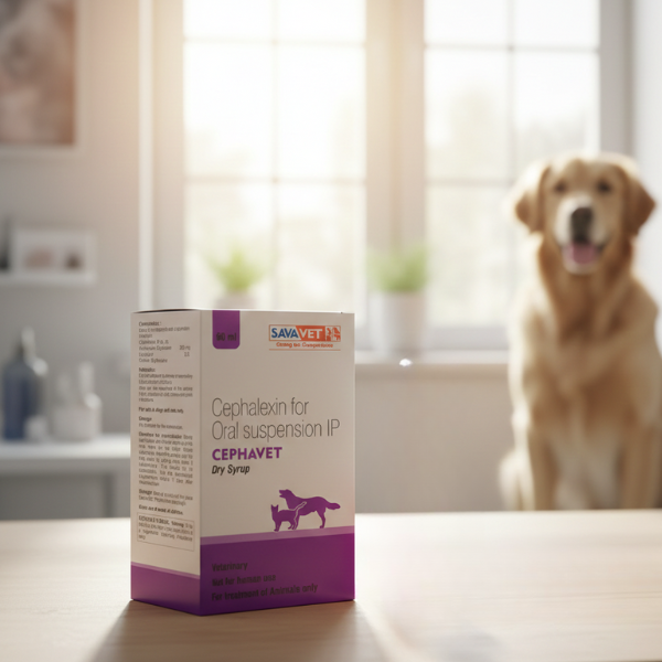 Savavet Cephavet (Cephalexin) Dry Syrup 60ml for Dogs and Cats â€“ Veterinary Antibiotic Syrup for Bacterial Infections in Pets