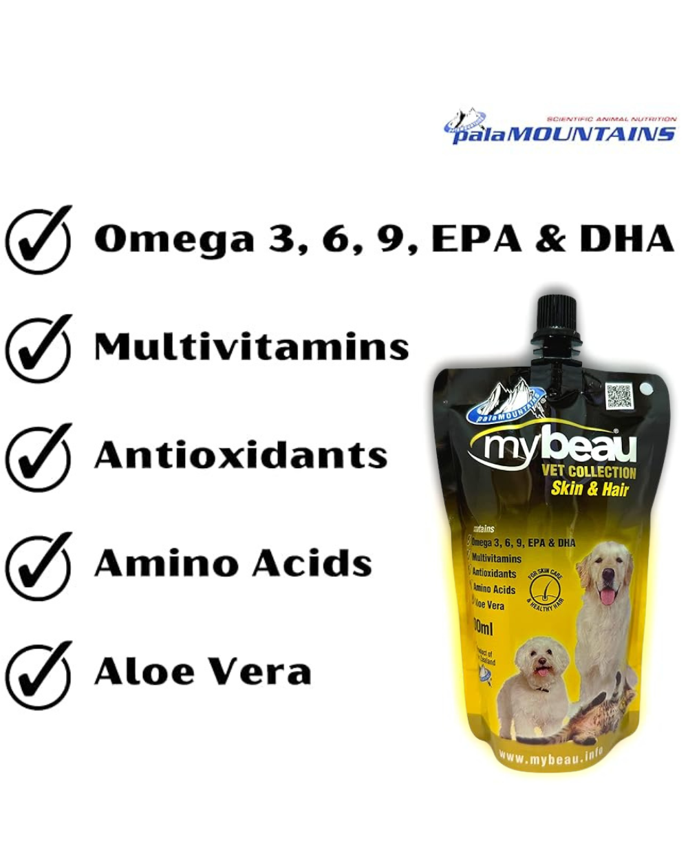 My Beau Skin & Hair Supplement for Dogs & Cats â€“ Aloe Vera, Omega 3 & 6, Flaxseed & Salmon Oil 300 ml