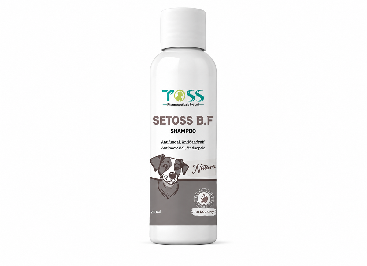 Toss Setoss B.F Sertaconazole 2% & Zinc Pyrithione 1% Medicated Shampoo 140ml for Dogs & Cats