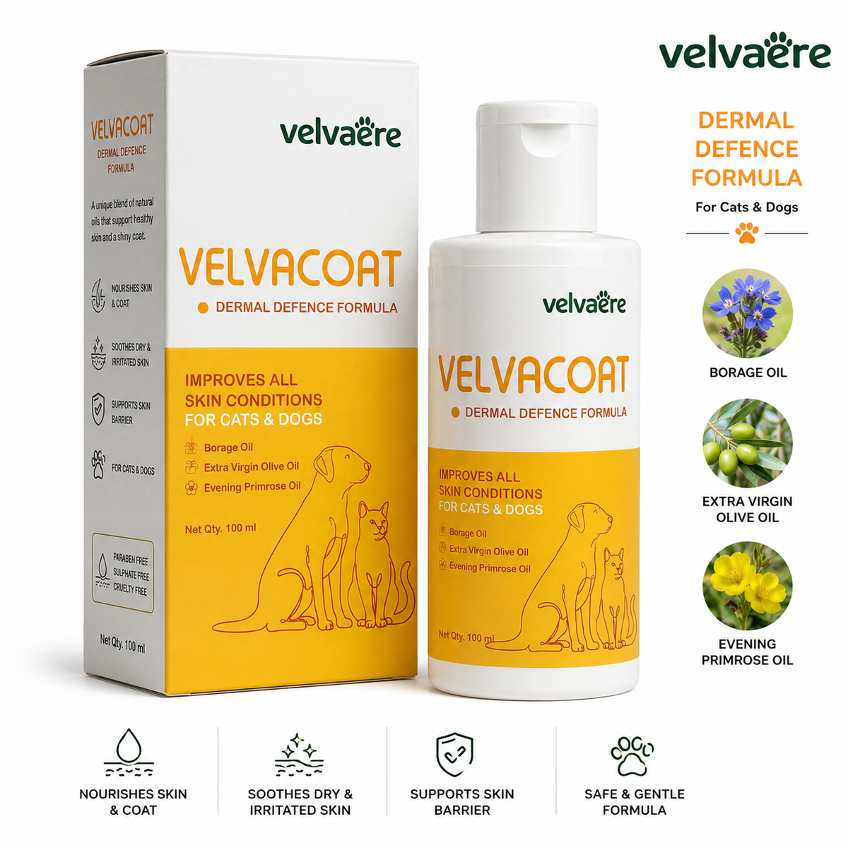 Velvaere Velvacoat Dermal Defence Formula for Dogs & Cats 100ml