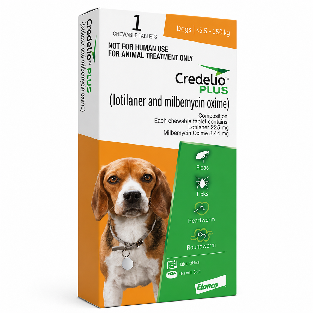 ELANCO Credelio PLUS 225 mg Chewable Tablets for Dogs 5.5–11 kg