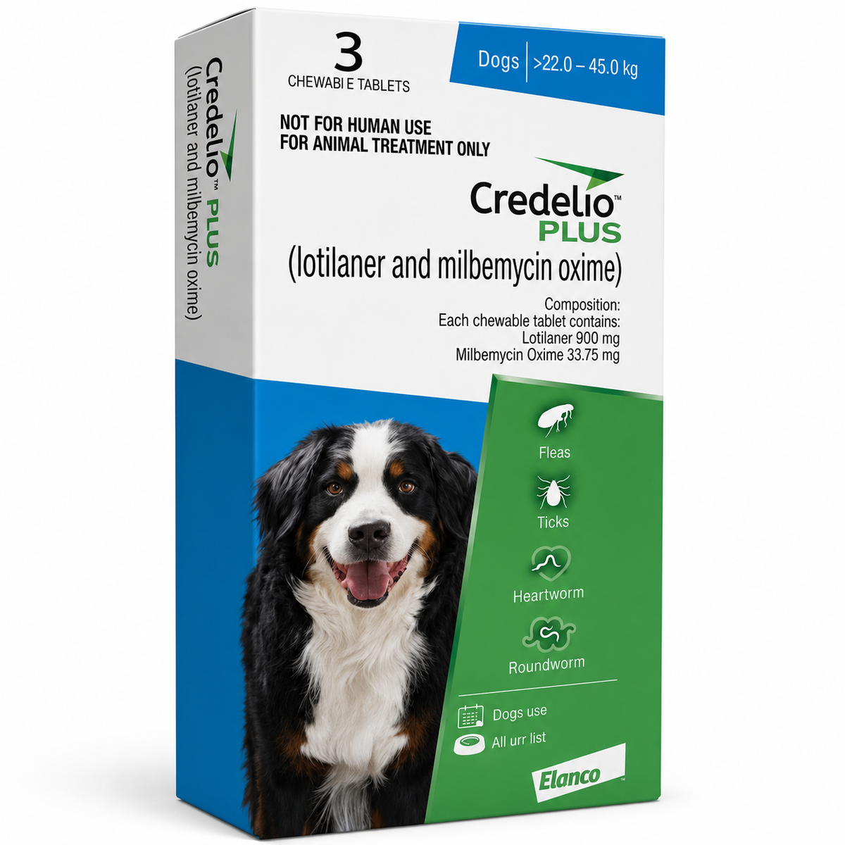 ELANCO Credelio PLUS 900 mg Chewable Tablets for Dogs 22–45 kg