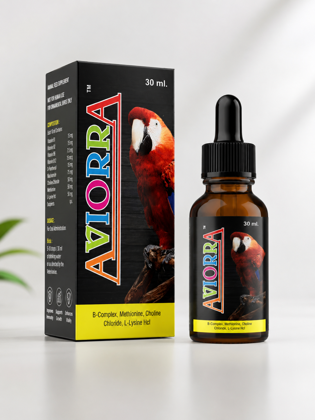 Assurem Aviorra Bird Drops 30ml | Multivitamin Supplement for Birds