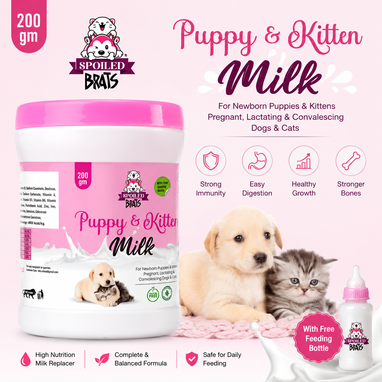 Oriheal Puppy & Kitten Milk Replacer 200gm | Newborn Puppy Milk Powder