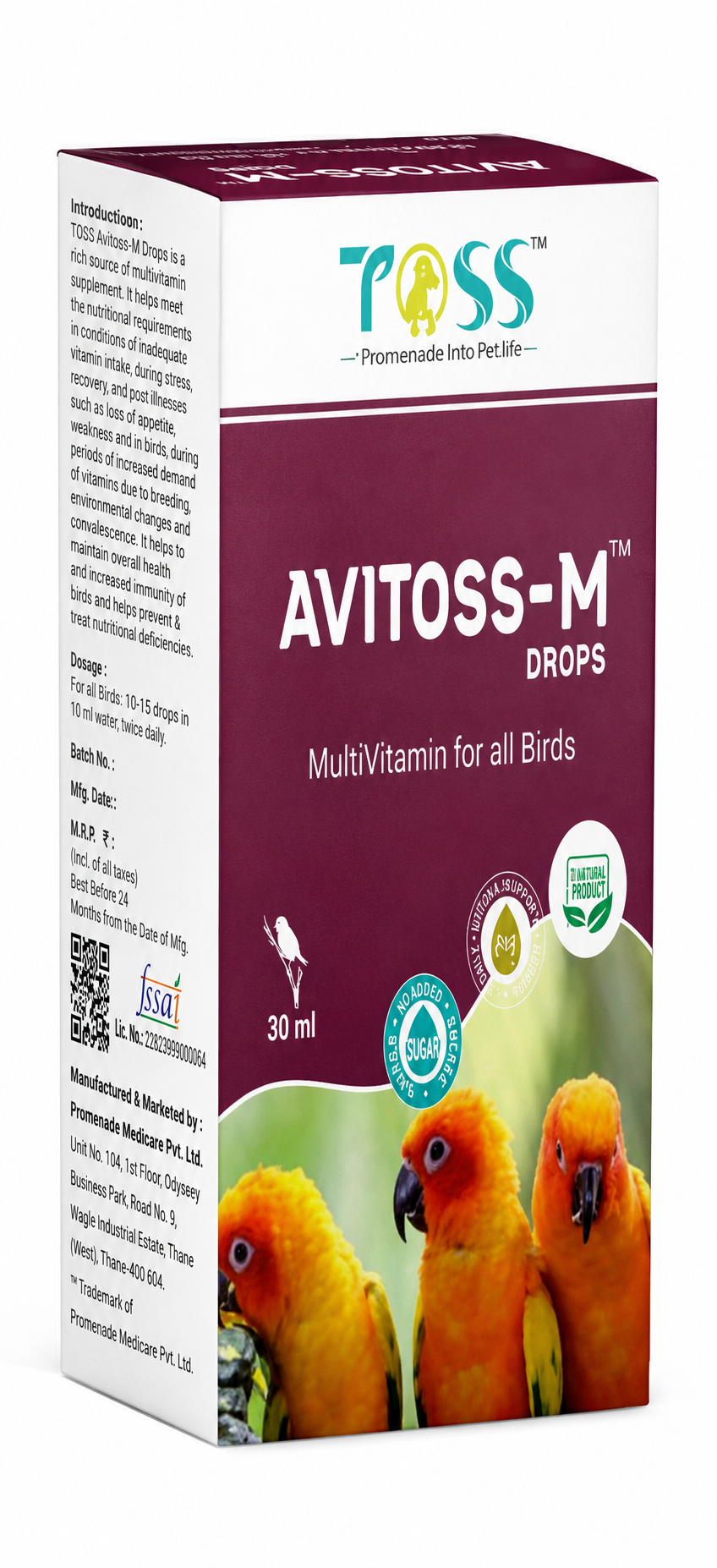 Toss Avitoss-M 30ml Drops for Birds | Multivitamin & Mineral Supplement