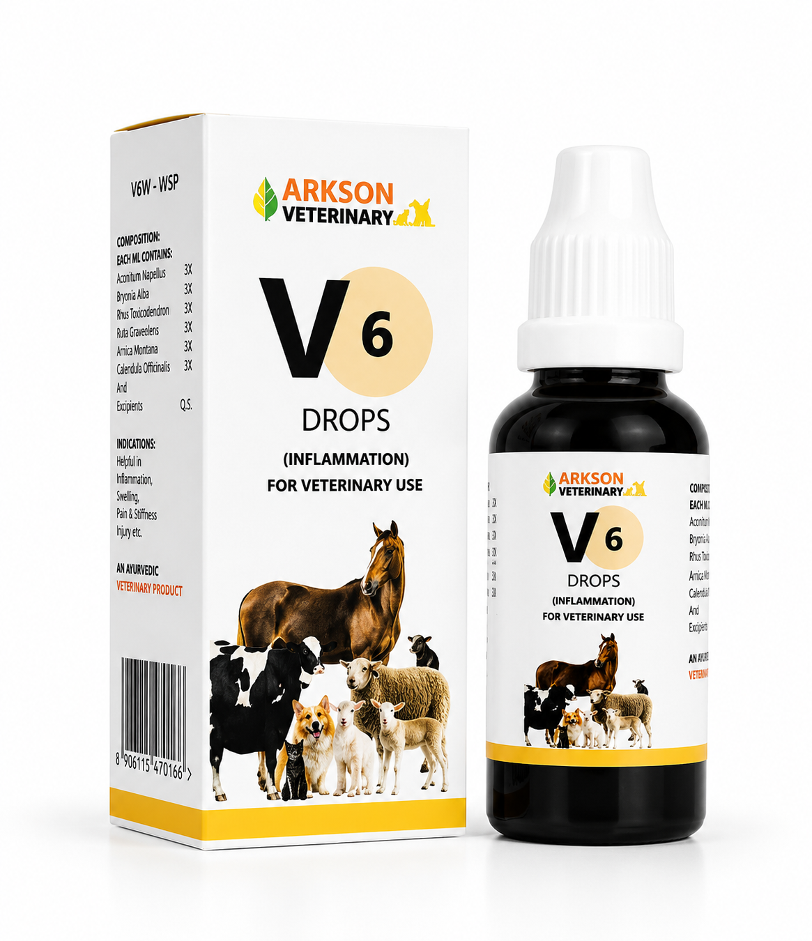 Bakson V6 Inflammation Drops for Dogs & Cats - 30ml