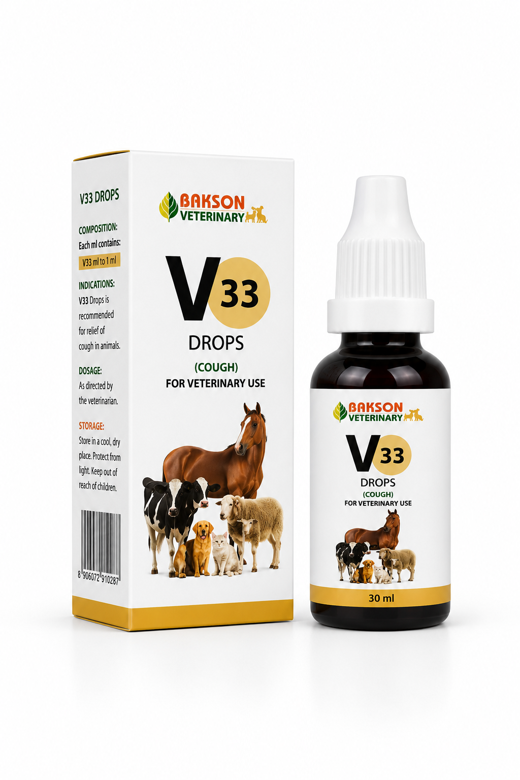 Bakson V33 Cough Drops for Dogs & Cats - 30ml