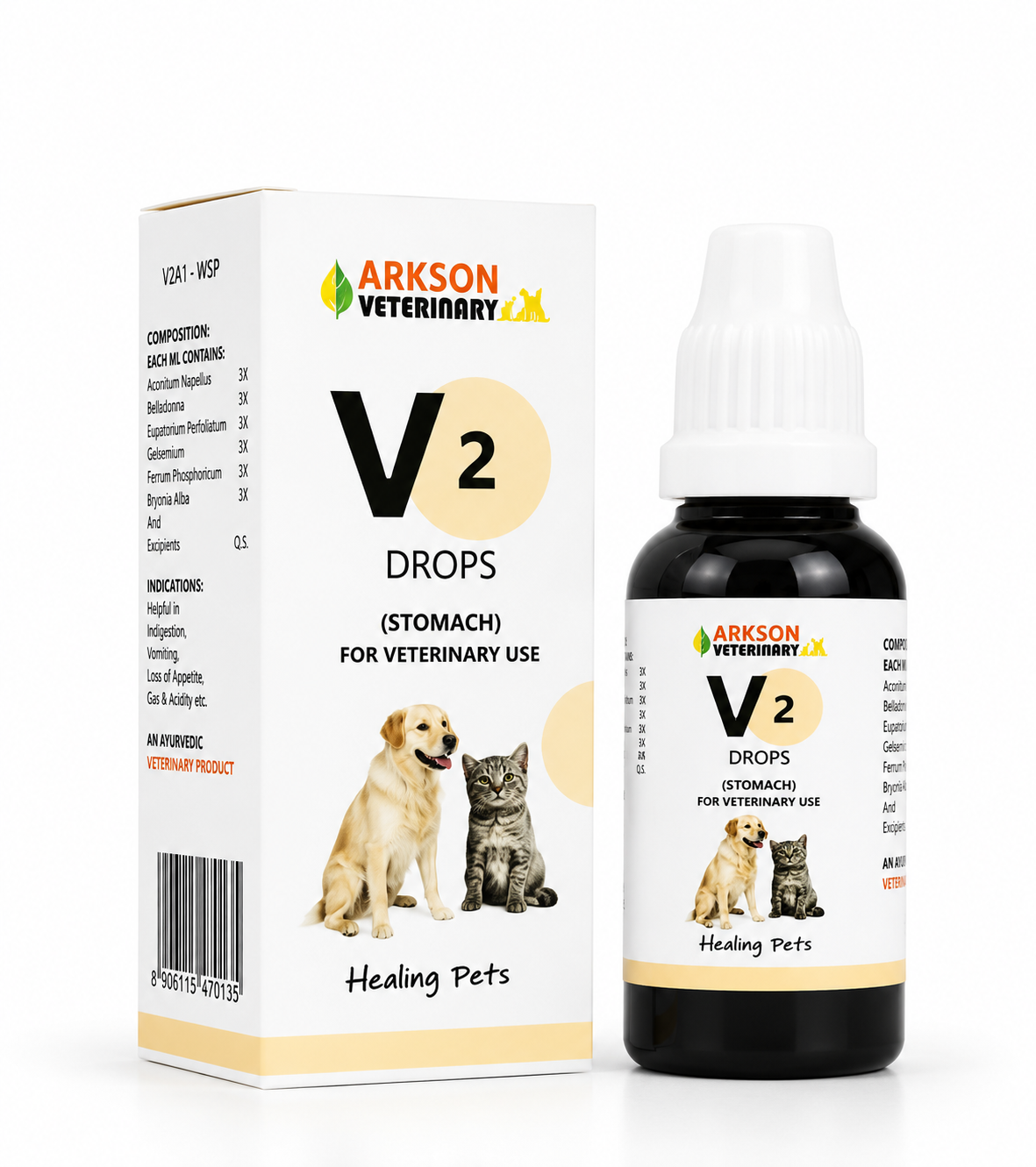 Bakson V2 Stomach Drops for Dogs & Cats – 30ml Digestive Support