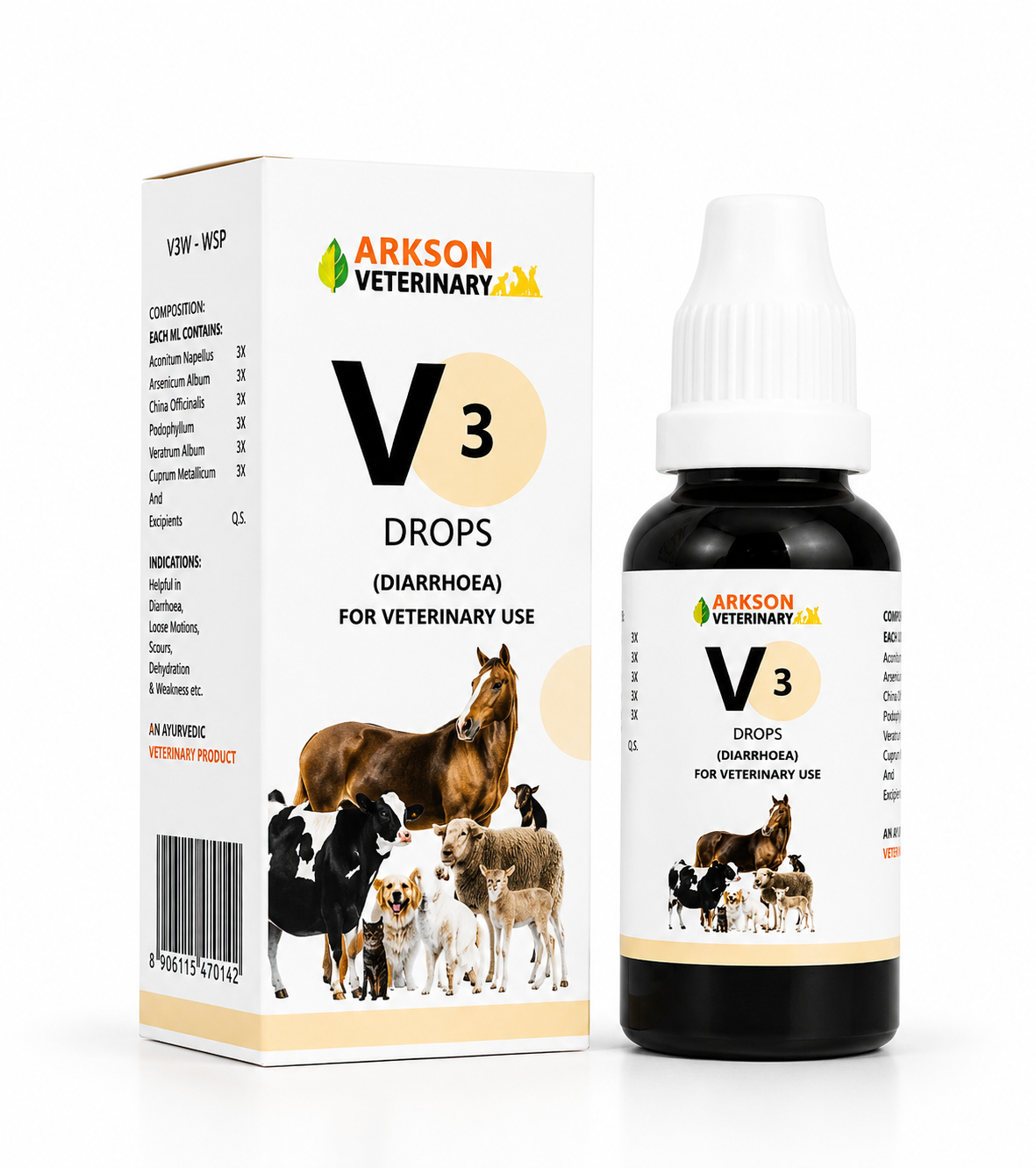 Bakson V3 Diarrhoea Drops for Dogs & Cats - 30ml