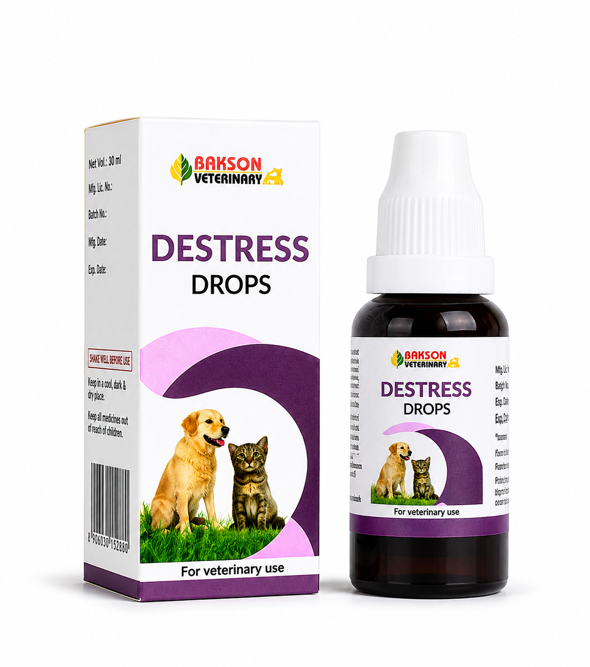 Bakson Destress Drops 30ml for Dogs & Cats Anxiety Relief