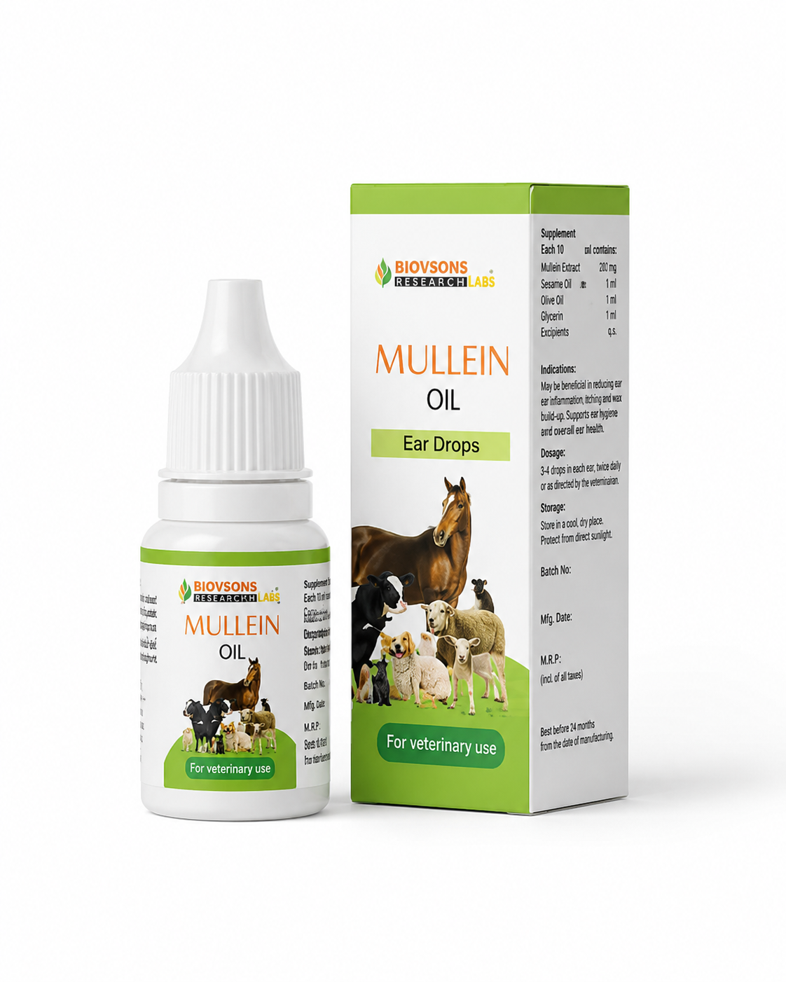 Bakson Mullein Oil Ear Drops for Dogs & Cats 30ml | Herbal Ear Care