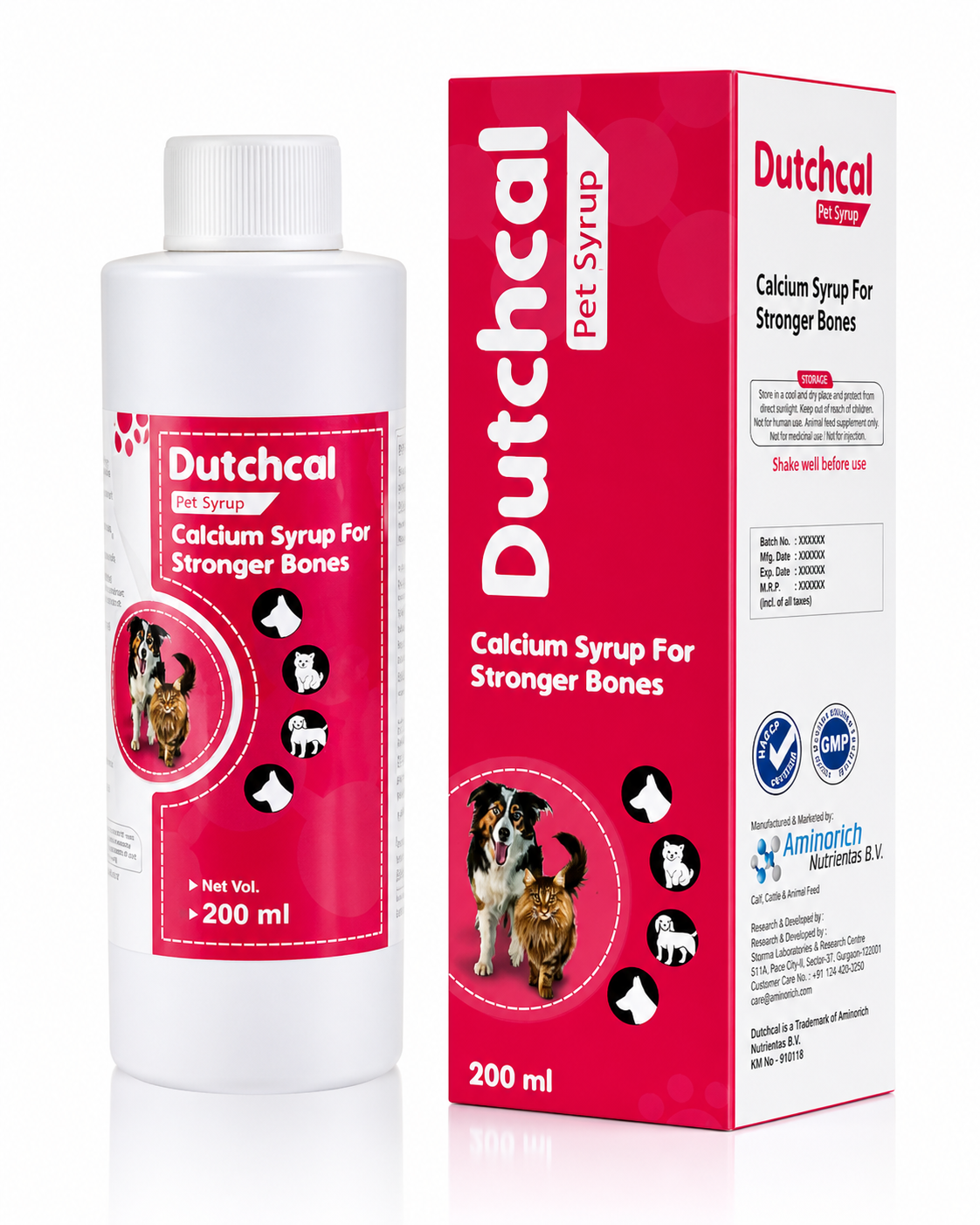 Aminorich DutchCal Syrup 200ml – Calcium Supplement for Dogs & Cats