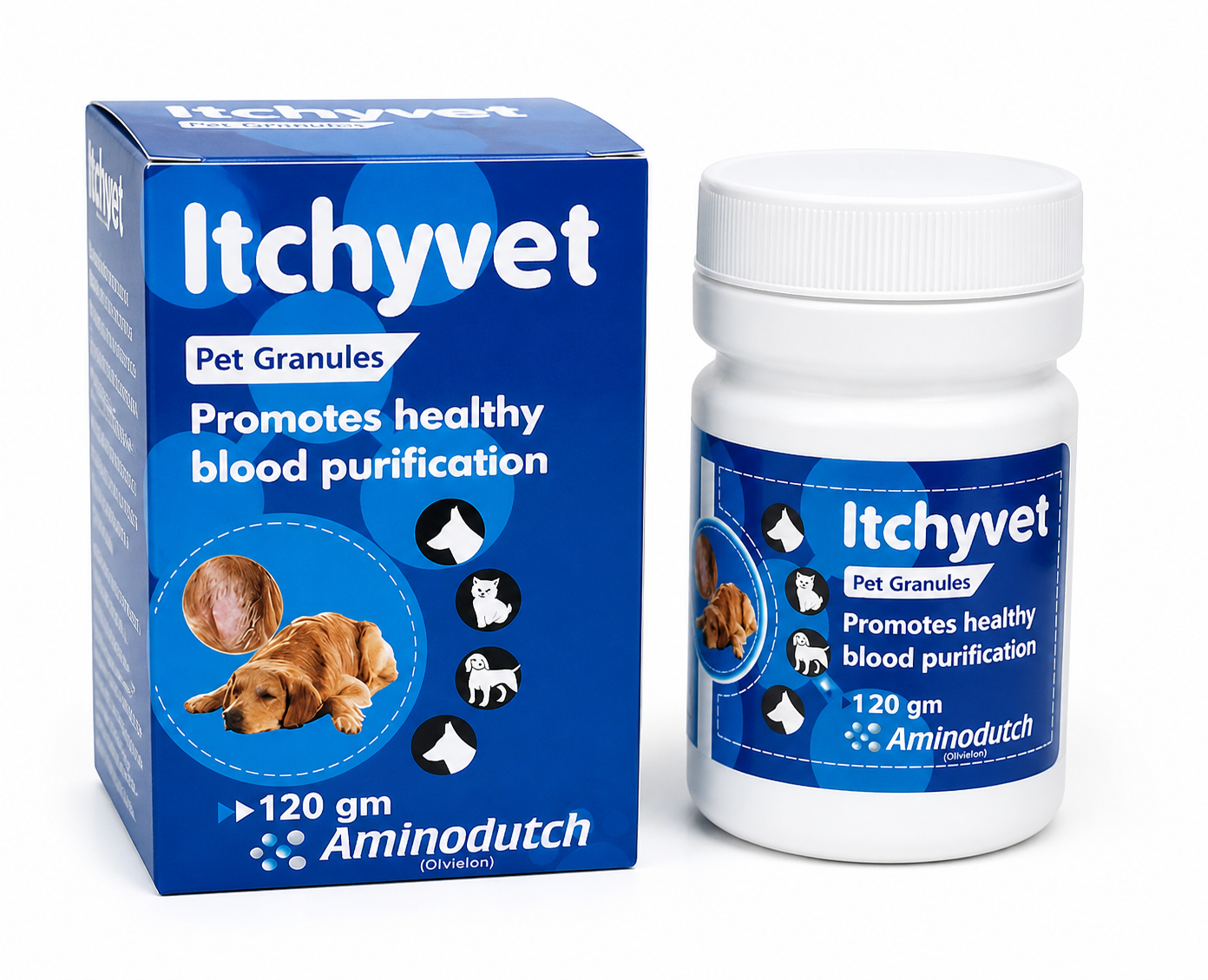 Aminorich ItchyVet Granules 120gm for Dogs & Cats | Skin Allergy, Itching Relief