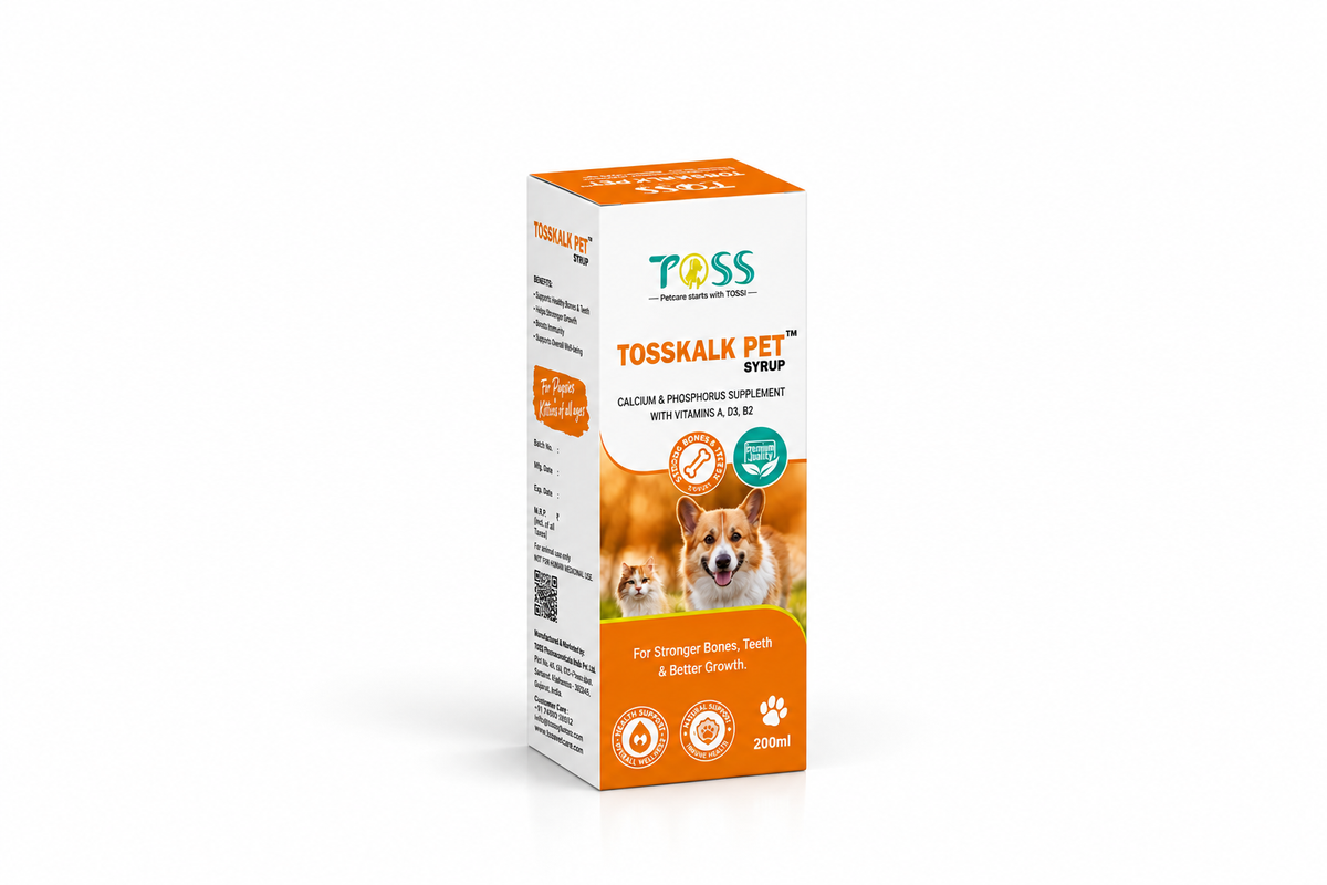 Toss Tosskalk Pet Syrup 200ml for Puppies & Kittens - Calcium, Phosphorus & Vitamins A, D3, B2