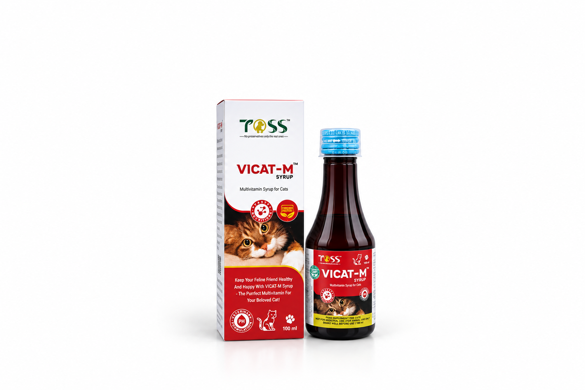 Toss VICAT-M Veterinary Multivitamin & Mineral Syrup 100ml for Cats