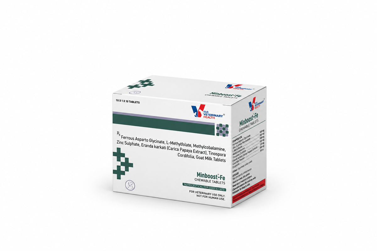 Drools Minboost-Fe Iron & Papaya Leaf Tablets for Dogs & Cats - 10 Tablets