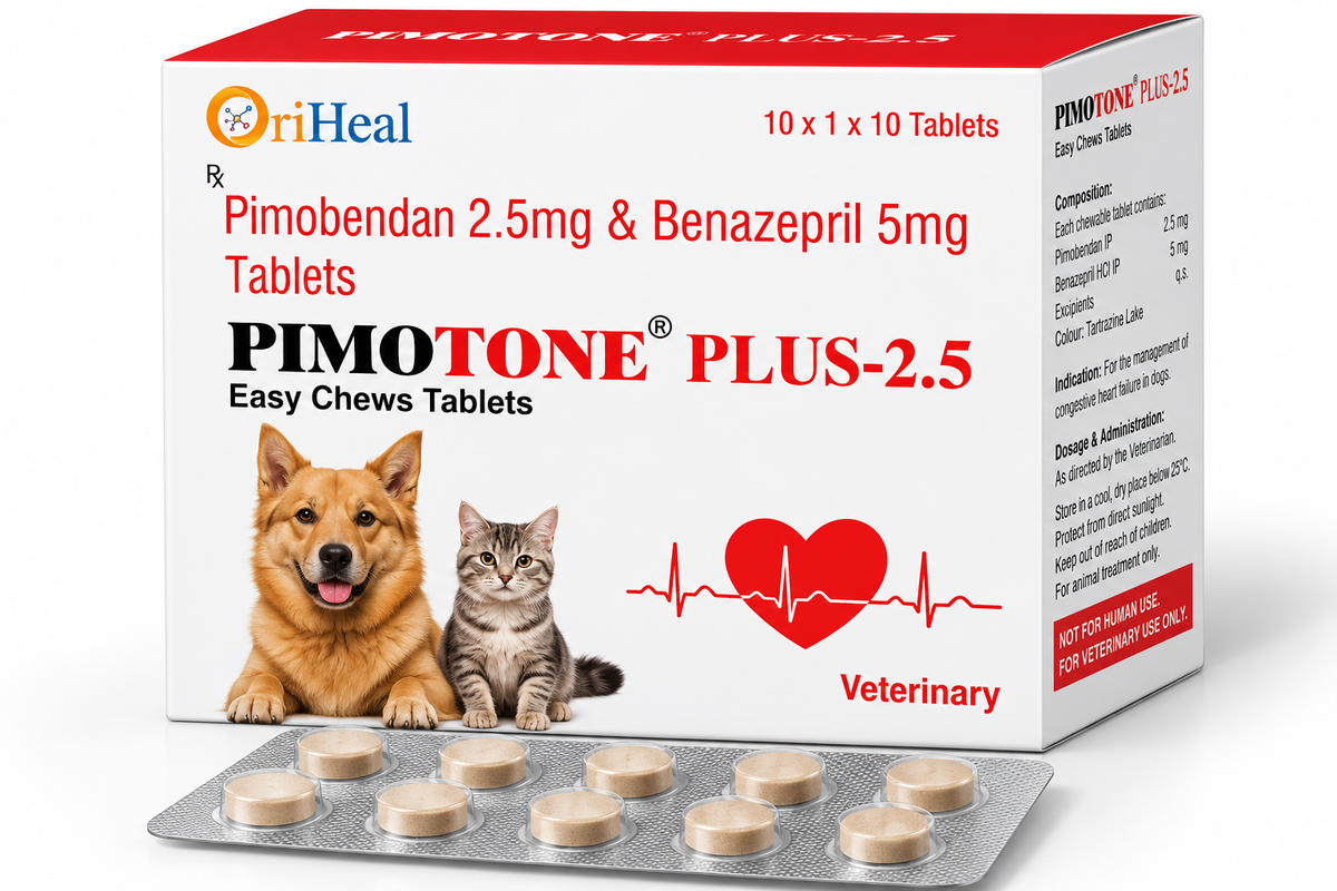 Oriheal Pimotone Plus 2.5mg Tablet for Dogs & Cats | Cardiac Care & Heart Failure Management | 10 / 20 / 30 Tablets