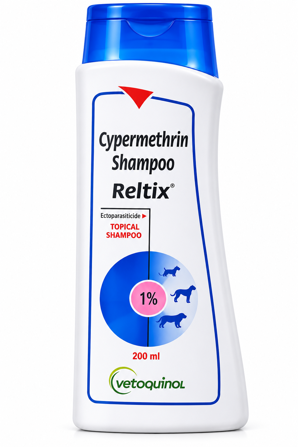 Vetoquinol Reltix Cypermethrin 1% Anti-Tick, Anti-Flea & Anti-Lice Medicated Ectoparasiticide Shampoo for Dogs | Ticks, Fleas, Lice, Mites & Flies | 200ml | Veterinary Prescription