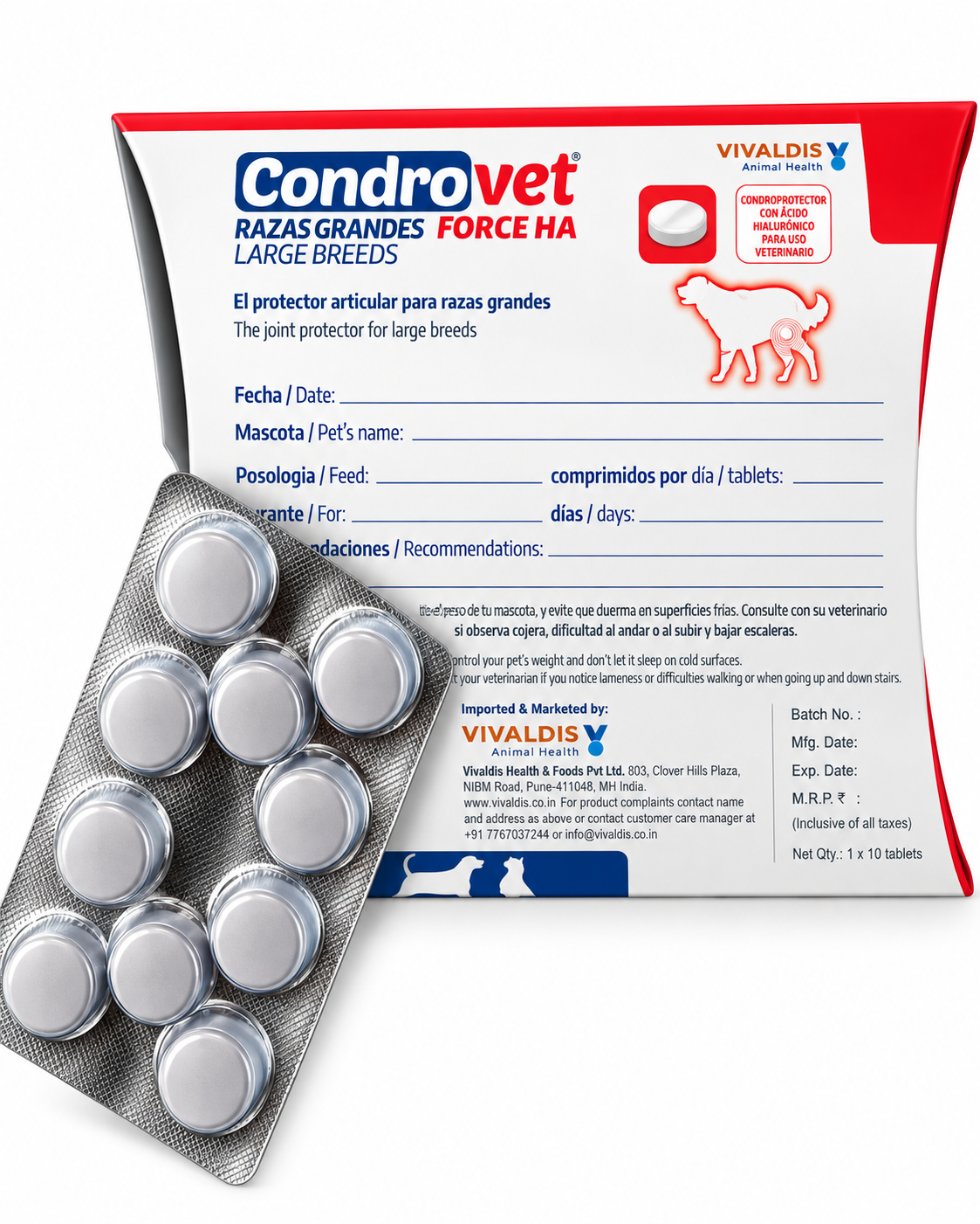 Vivaldis Condrovet Force HA Large Breed | Joint Care Supplement with Hyaluronic Acid, Glucosamine & Chondroitin