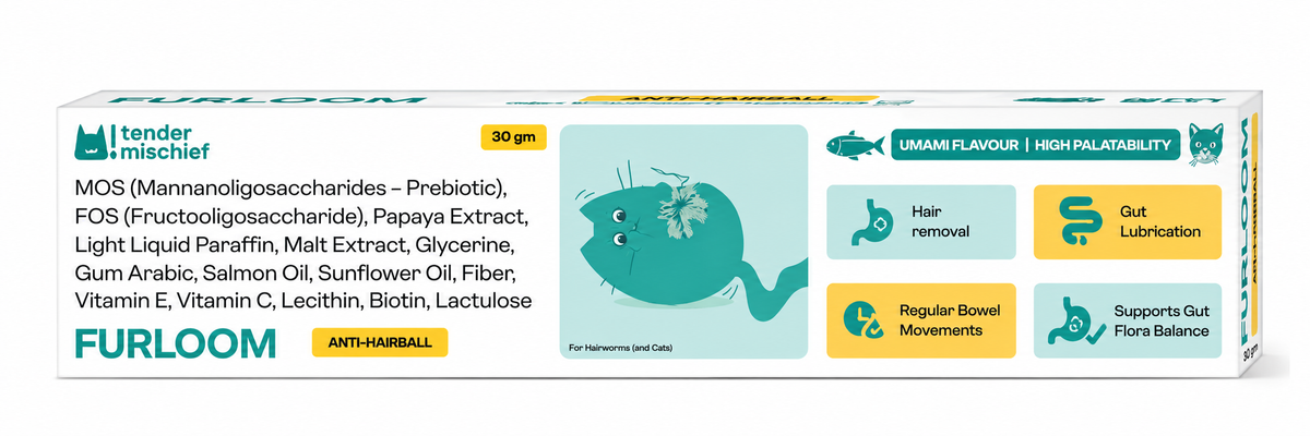 Tender Mischief Furloom Anti-Hairball Paste 30g for Cats – MOS, FOS, Papaya Extract & Lactulose