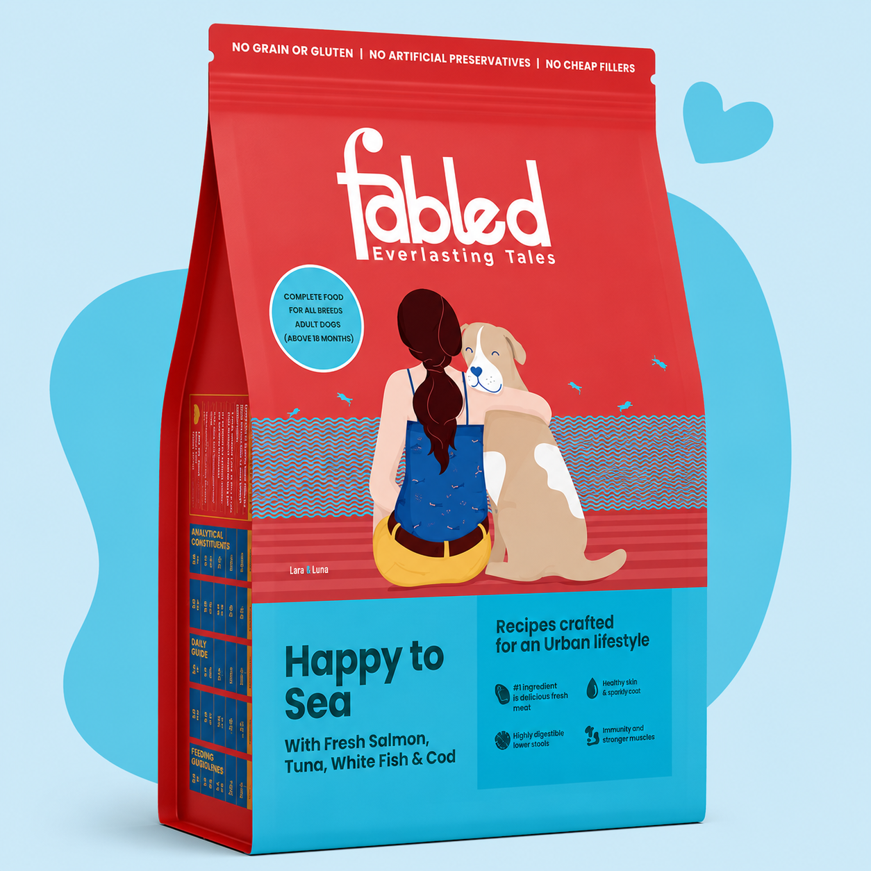 Fabled Happy to Sea Fresh Salmon Tuna White Fish and Cod Adult Dog Dry Food