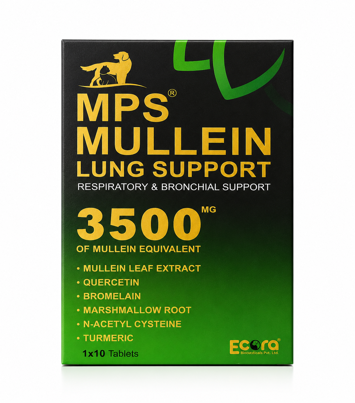 Ecora MPS Mullein Lung Support Tablets for Dogs & Cats - 1 Strip