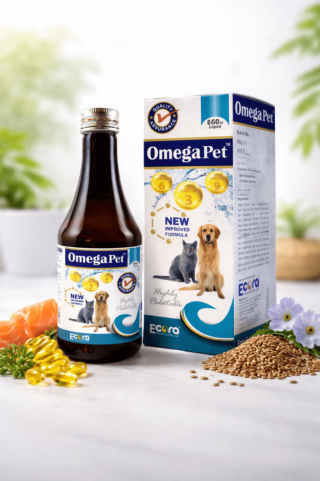 Ecora Omega Pet 200ml for Dogs & Cats – Omega 3 & 6 Nutritional Supplement