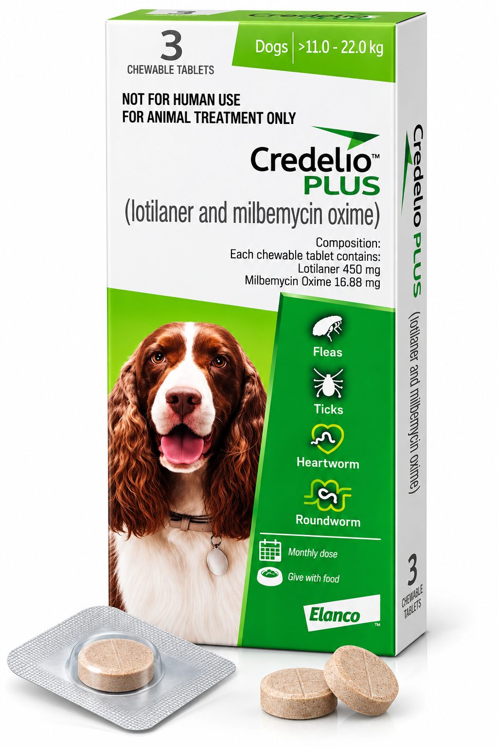 ELANCO Credelio PLUS 450 mg Chewable Tablets for Dogs 11–22 kg