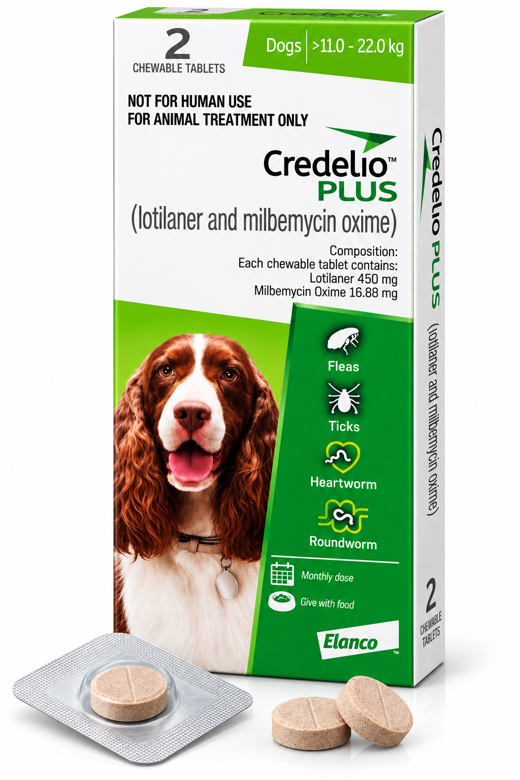 ELANCO Credelio PLUS 450 mg Chewable Tablets for Dogs 11–22 kg