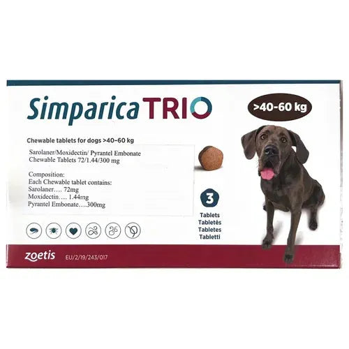 Zoetis Simparica Trio All-in-One Flea, Tick & Heartworm Protection for Dogs