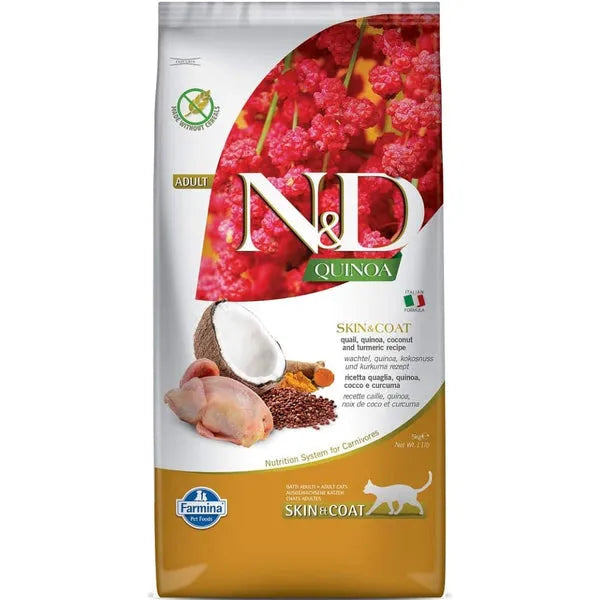 Farmina N&D Quinoa Quail Coconut & Turmeric Skin & Coat - Grain Free Adult Cat Dry Food