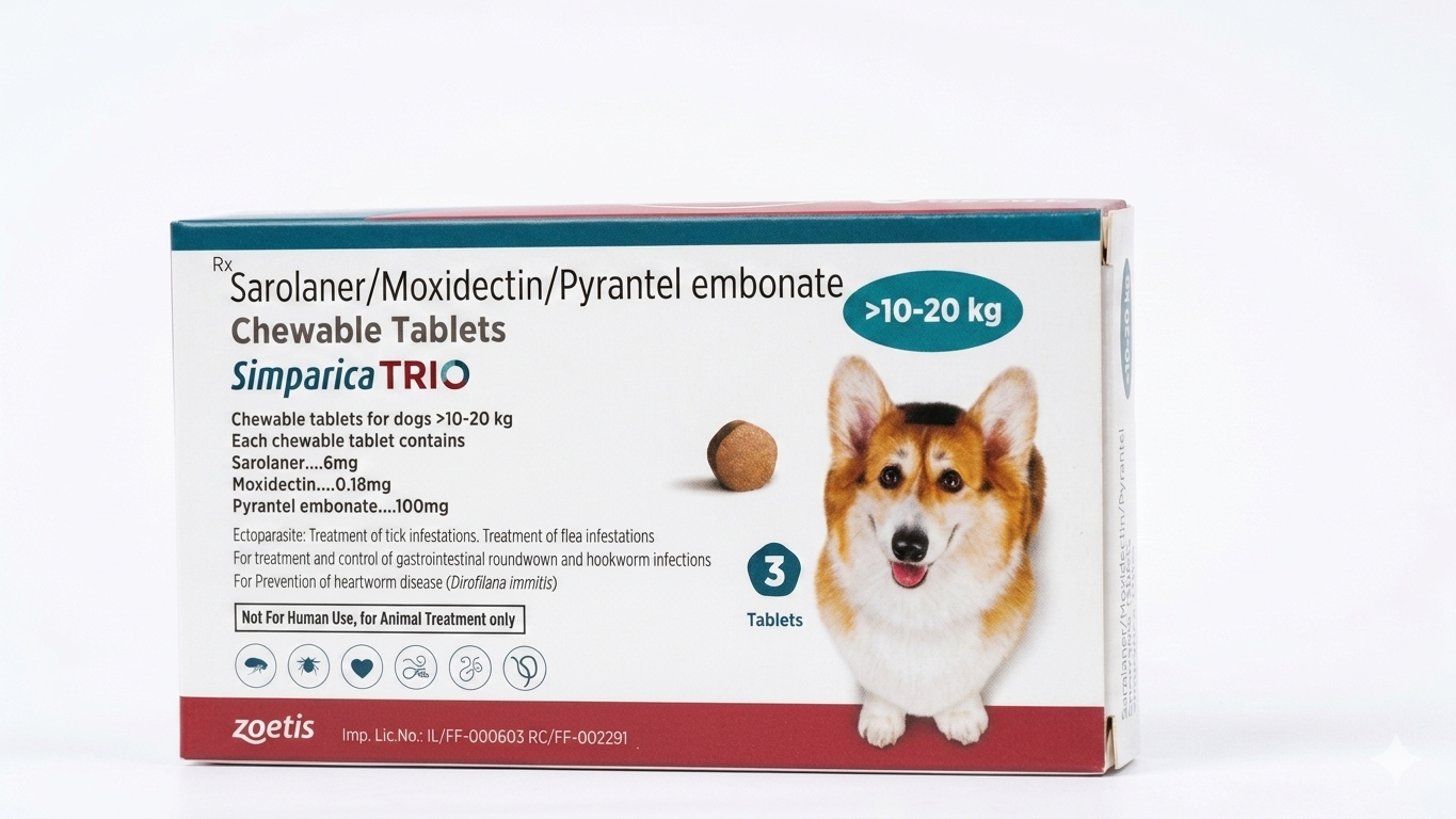 Zoetis Simparica Trio All-in-One Flea, Tick & Heartworm Protection for Dogs